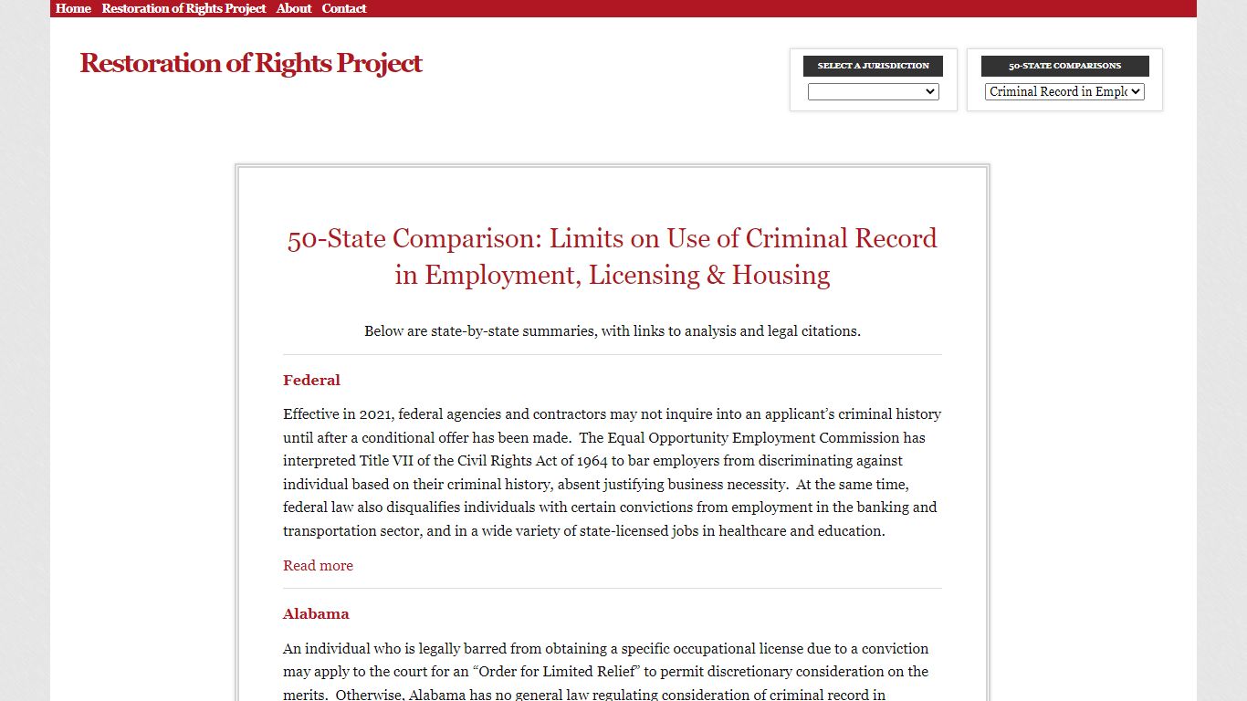 50-State Comparison: Limits on Use of Criminal Record in Employment ...